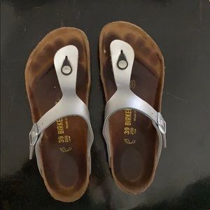 Gizeh  Birko-Flor Sliver Birkenstock Sandals